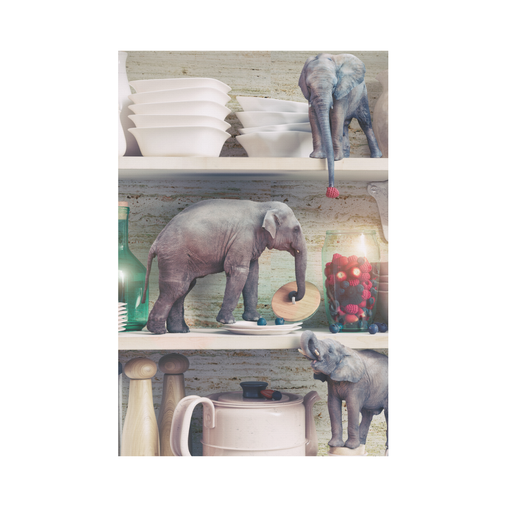 The tiny elephants opens the glass vase with berri Garden Flag 12‘’x18‘’（Without Flagpole）