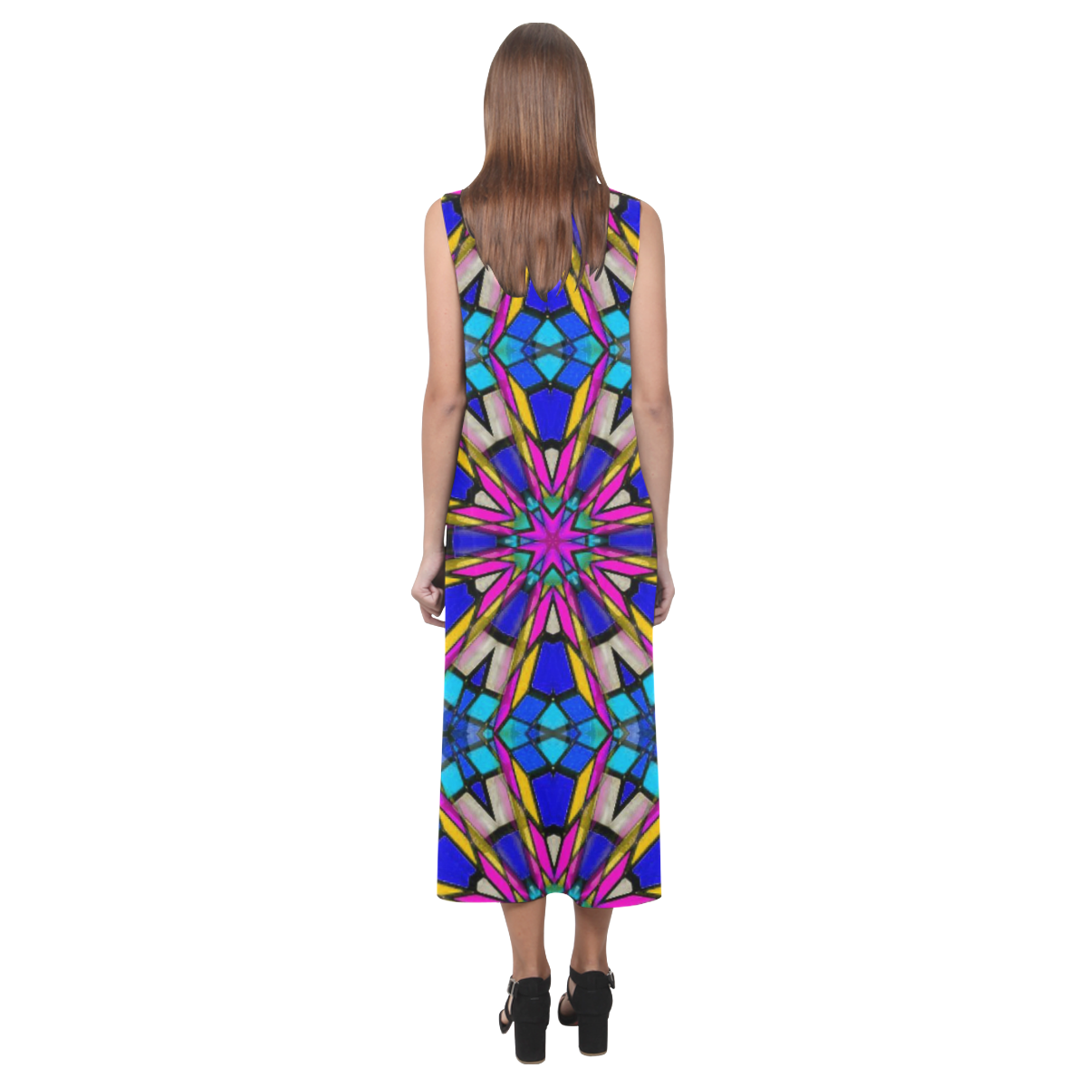 Kaleido Fun 30B by JamColors Phaedra Sleeveless Open Fork Long Dress (Model D08)