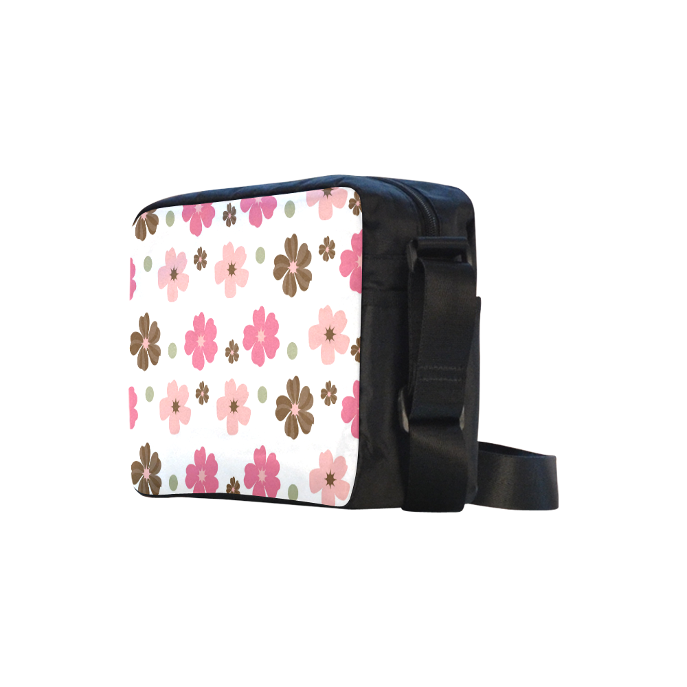 Pink and Brown Flowers Floral Pattern Classic Cross-body Nylon Bags (Model 1632)