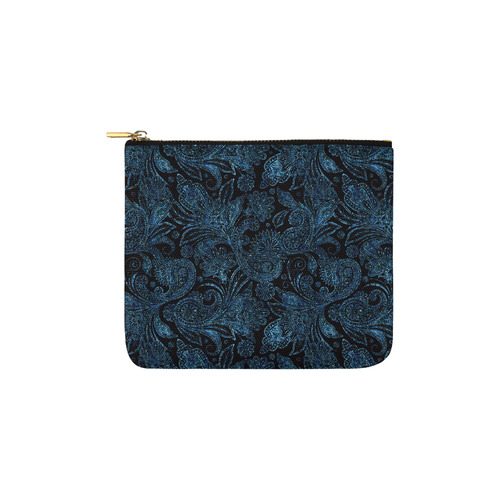 Elegant blue flower glitter look Carry-All Pouch 6''x5''