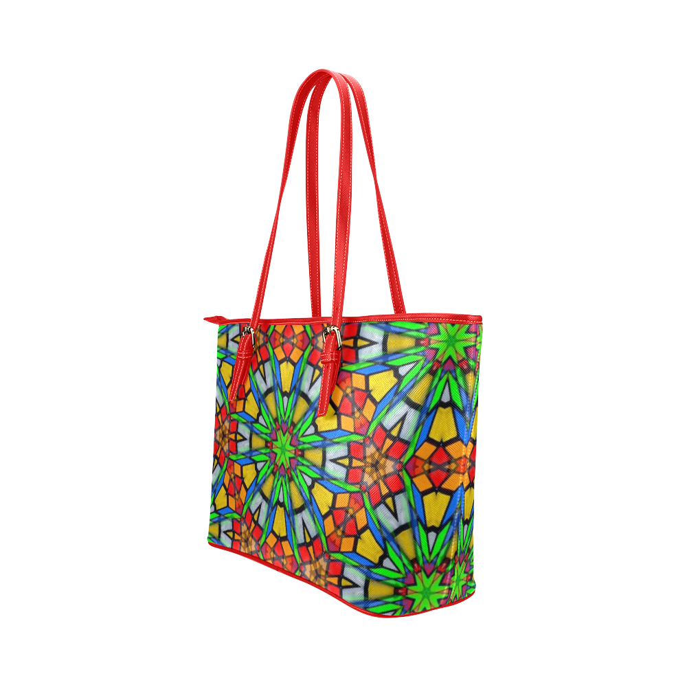 Kaleido Fun 30 by JamColors Leather Tote Bag/Large (Model 1651)