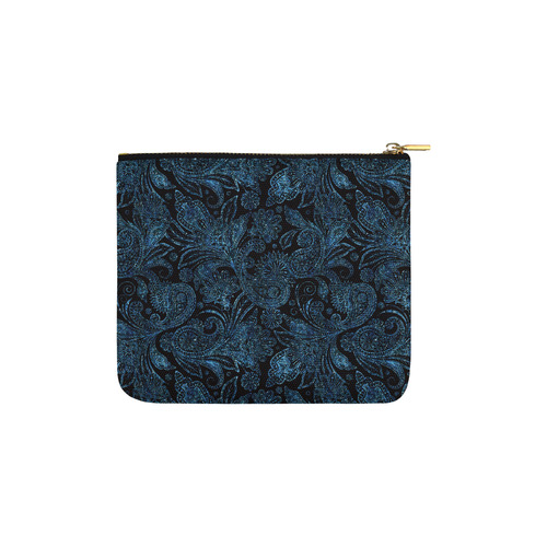 Elegant blue flower glitter look Carry-All Pouch 6''x5''