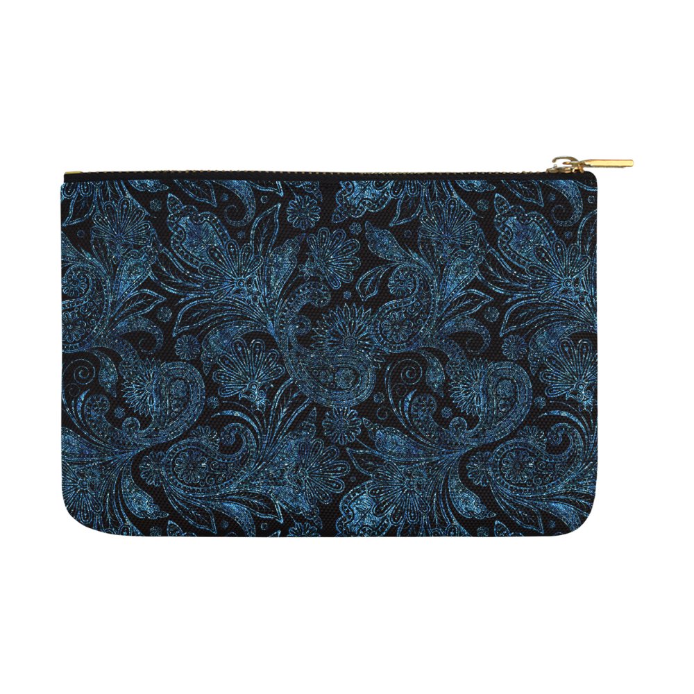 Elegant blue flower glitter look Carry-All Pouch 12.5''x8.5''