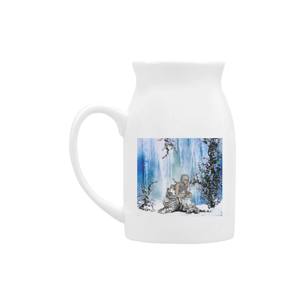 Awesome tiger with fantasy girl Milk Cup (Large) 450ml