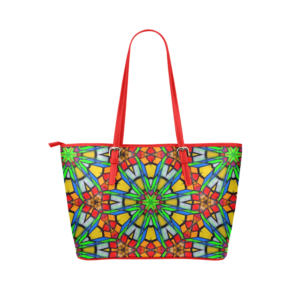 Kaleido Fun 30 by JamColors Leather Tote Bag/Large (Model 1651)
