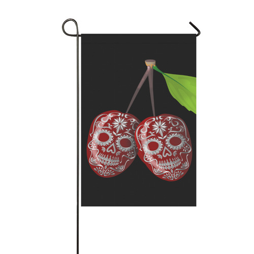 Cherry Sugar Skull Garden Flag 12‘’x18‘’（Without Flagpole）