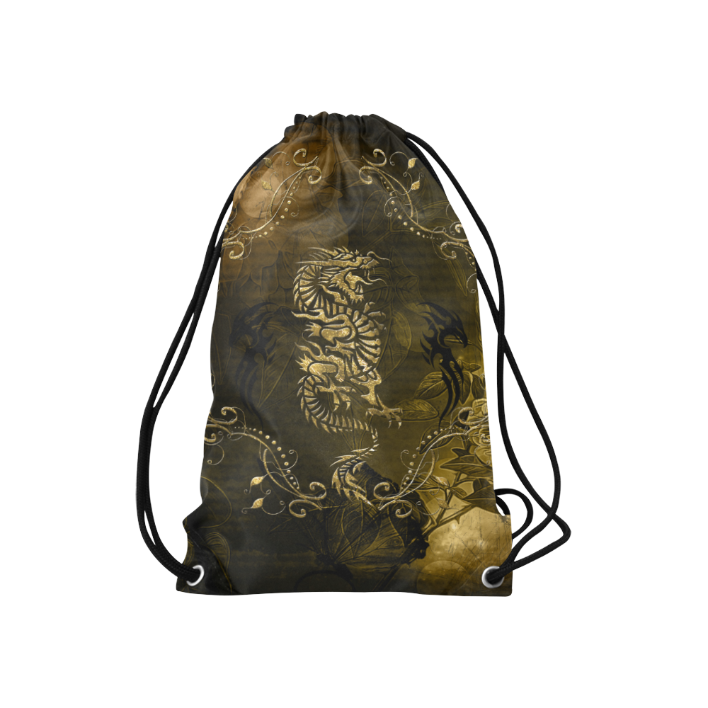 Wonderful chinese dragon in gold Small Drawstring Bag Model 1604 (Twin Sides) 11"(W) * 17.7"(H)