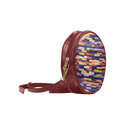 Rectangles in retro colors Round Sling Bag (Model 1647)