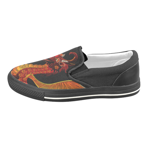 Awesome Metallic Gleaming Dragon Slip-on Canvas Shoes for Kid (Model 019)