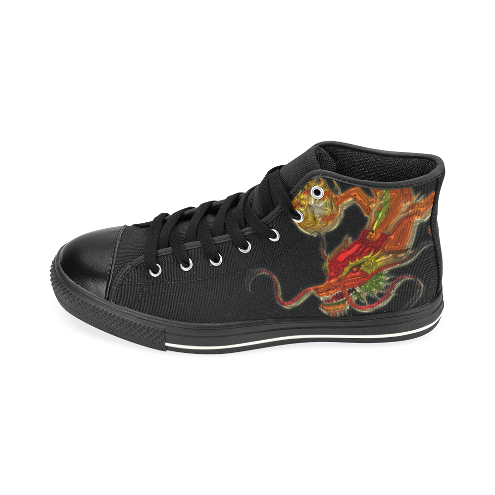 Fantastic Metallic Gleaming Dragon High Top Canvas Shoes for Kid (Model 017)