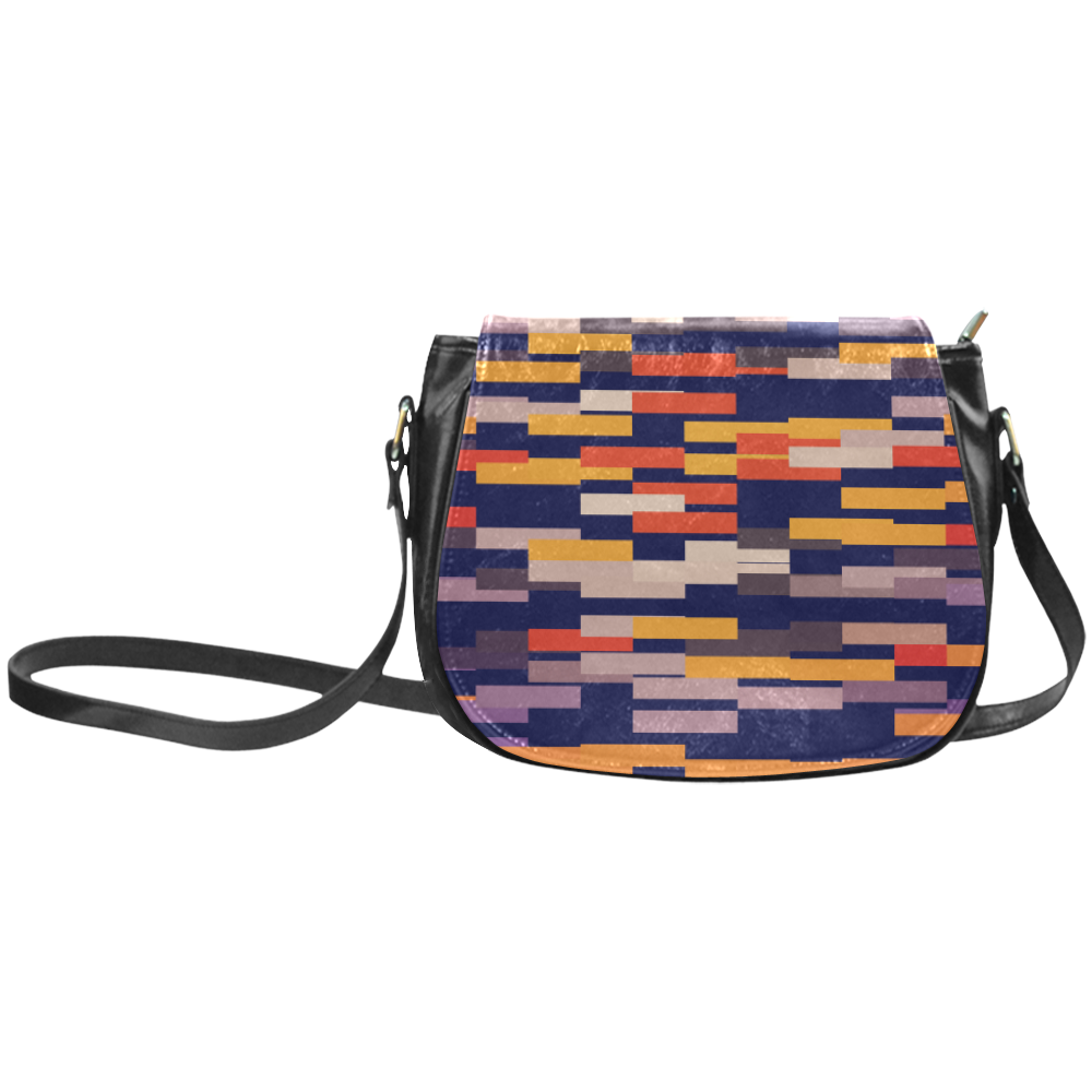 Rectangles in retro colors Classic Saddle Bag/Large (Model 1648)