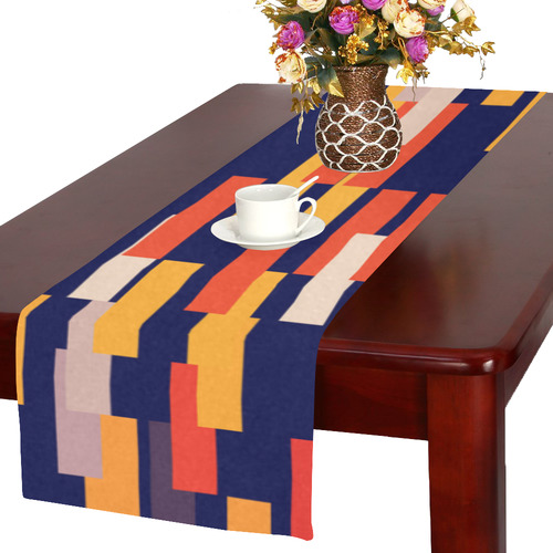 Rectangles in retro colors Table Runner 16x72 inch