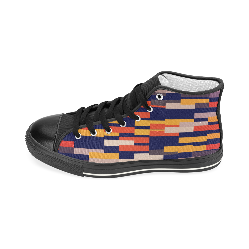 Rectangles in retro colors Men’s Classic High Top Canvas Shoes (Model 017)