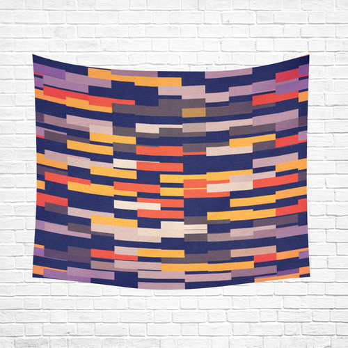 Rectangles in retro colors Cotton Linen Wall Tapestry 60"x 51"