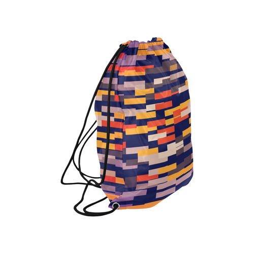 Rectangles in retro colors Large Drawstring Bag Model 1604 (Twin Sides)  16.5"(W) * 19.3"(H)