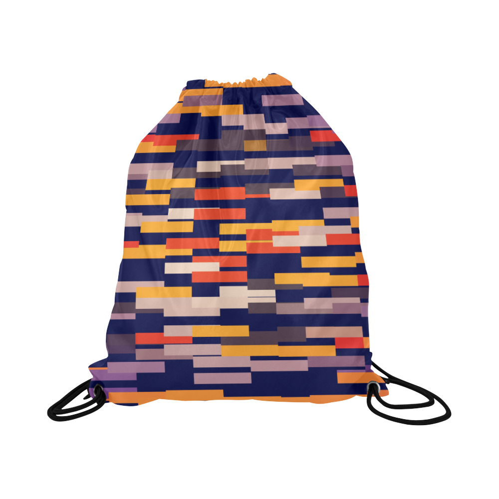 Rectangles in retro colors Large Drawstring Bag Model 1604 (Twin Sides)  16.5"(W) * 19.3"(H)