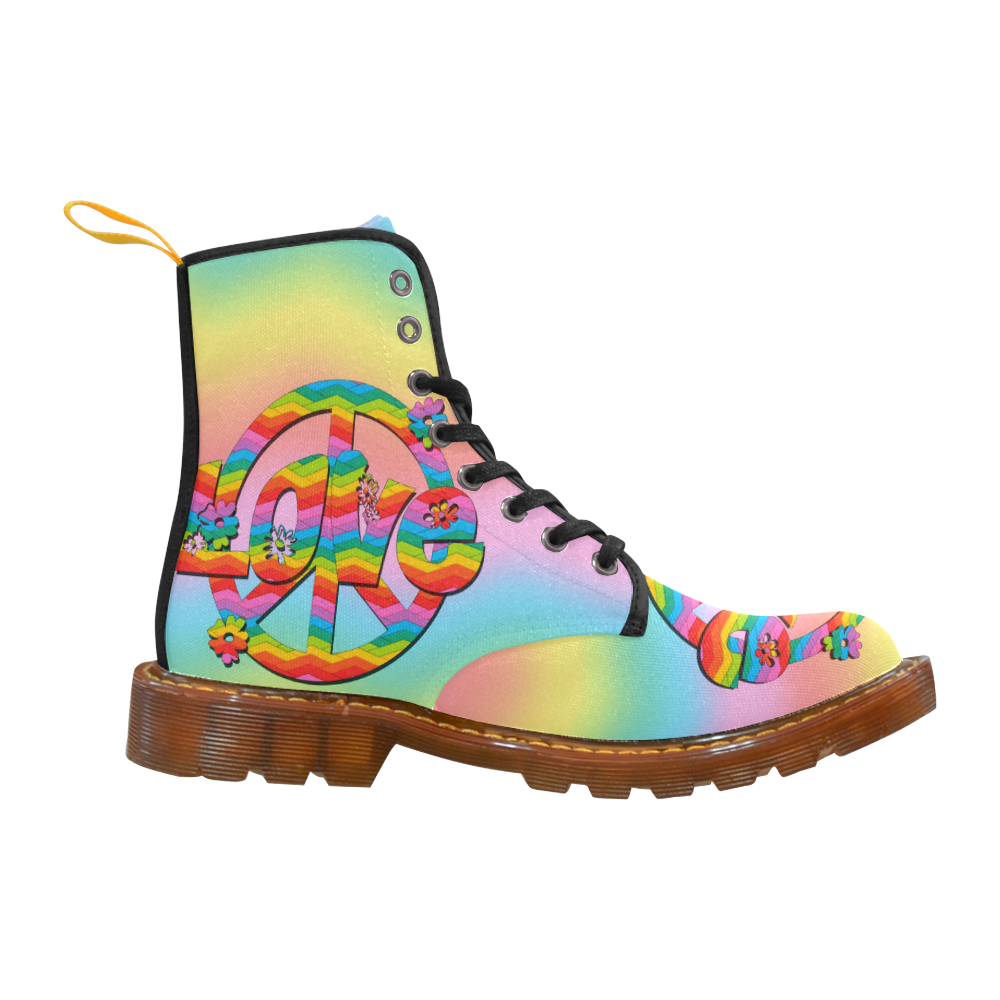 Colorful Love and Peace Background Martin Boots For Men Model 1203H