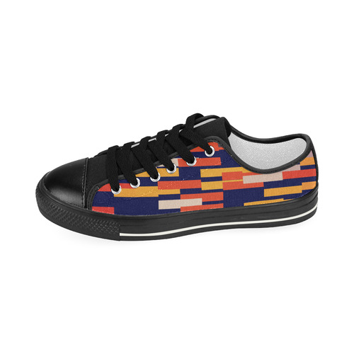 Rectangles in retro colors Women's Classic Canvas Shoes (Model 018)