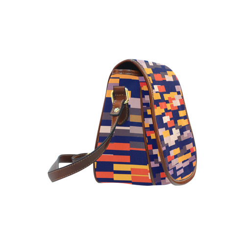 Rectangles in retro colors Saddle Bag/Large (Model 1649)