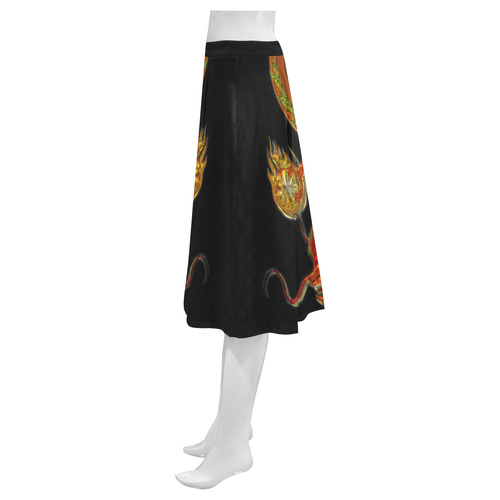 Fantastic Metallic Gleaming Dragon Mnemosyne Women's Crepe Skirt (Model D16)