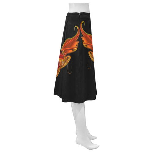 Awesome Metallic Gleaming Dragon Mnemosyne Women's Crepe Skirt (Model D16)