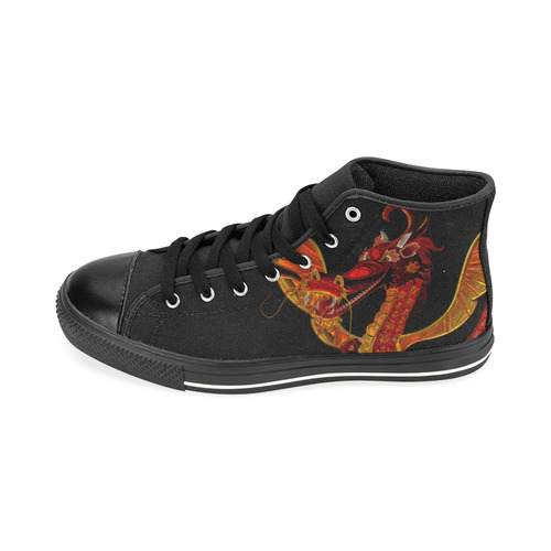 Awesome Metallic Gleaming Dragon High Top Canvas Shoes for Kid (Model 017)