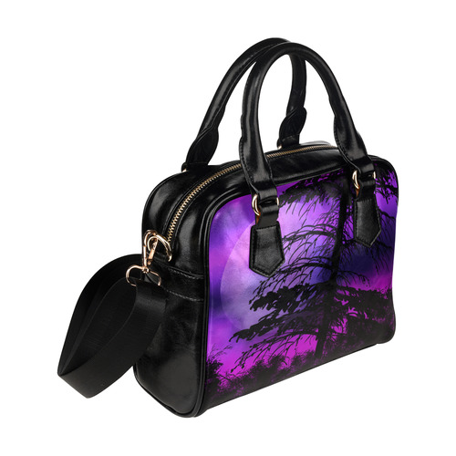 Black tree with purple sky Shoulder Handbag (Model 1634)