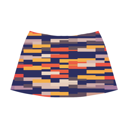 Rectangles in retro colors Mnemosyne Women's Crepe Skirt (Model D16)