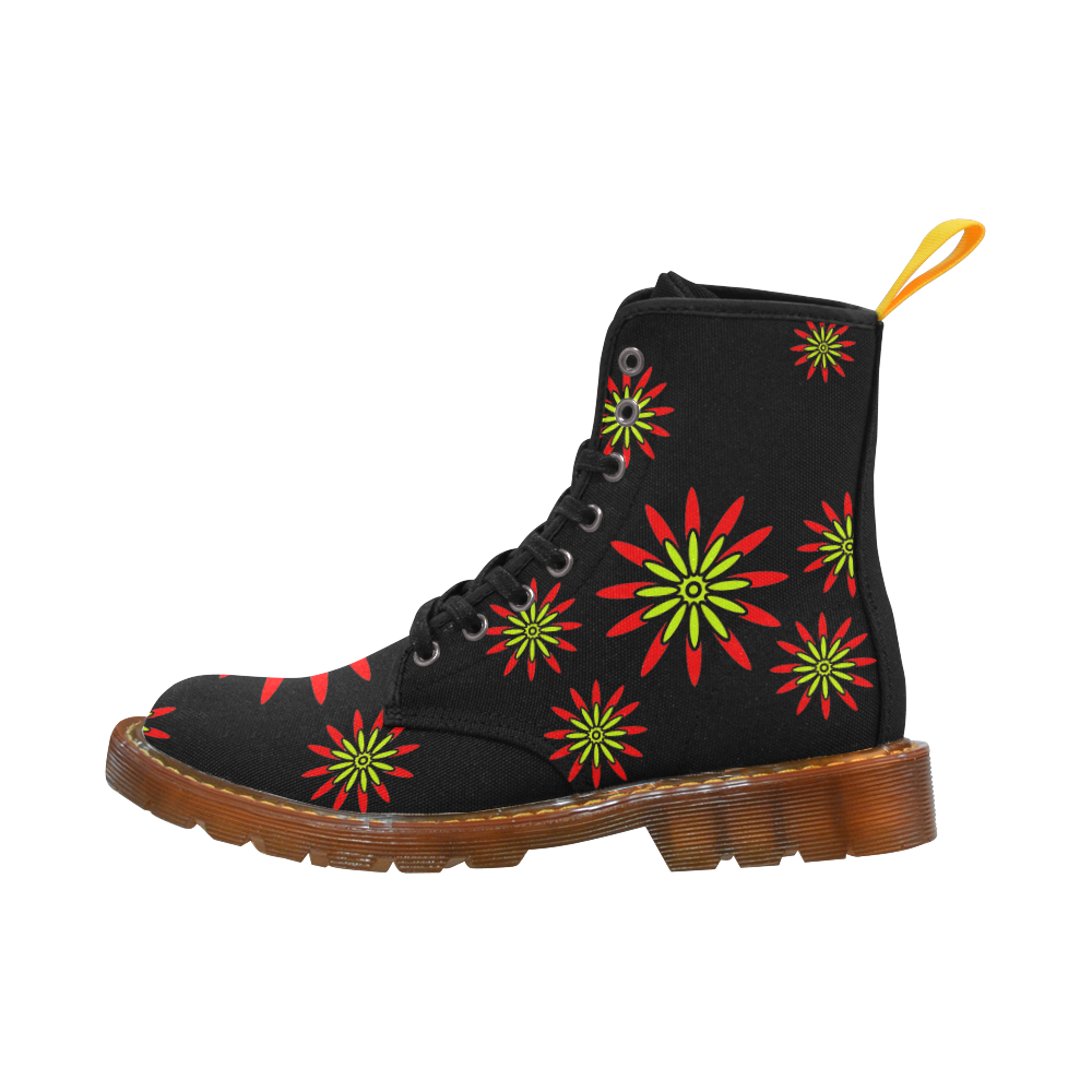 Red Flowers Martin Boots For Women Model 1203H