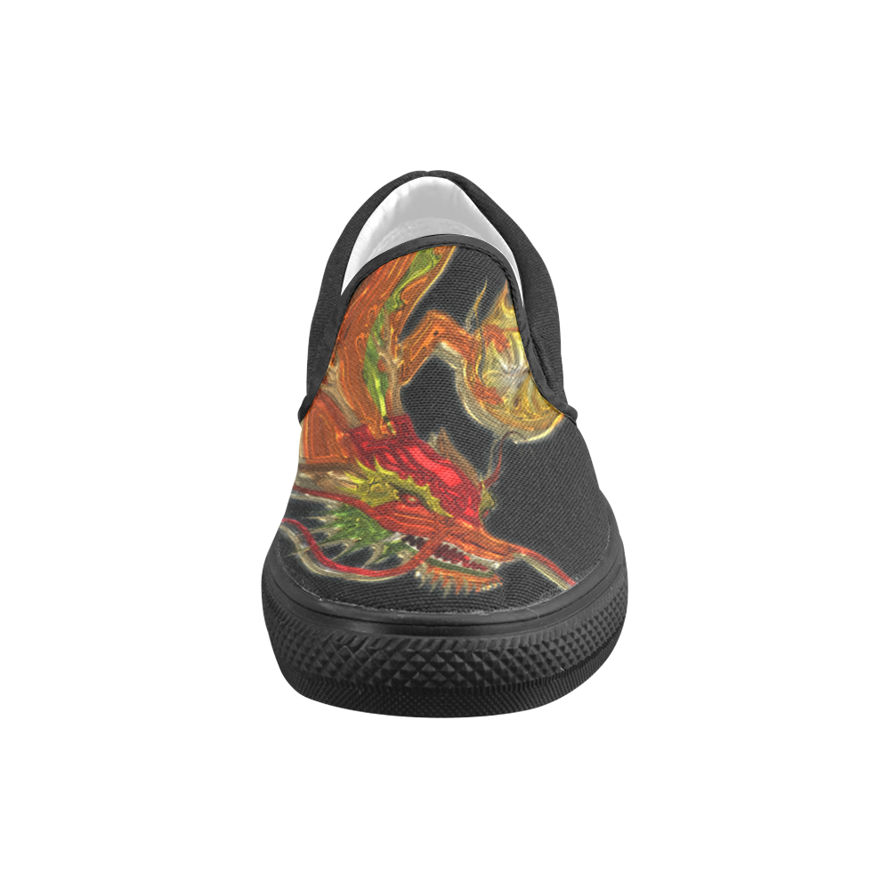Fantastic Metallic Gleaming Dragon Slip-on Canvas Shoes for Kid (Model 019)