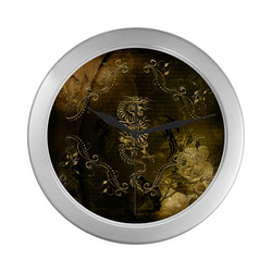 Wonderful chinese dragon in gold Silver Color Wall Clock