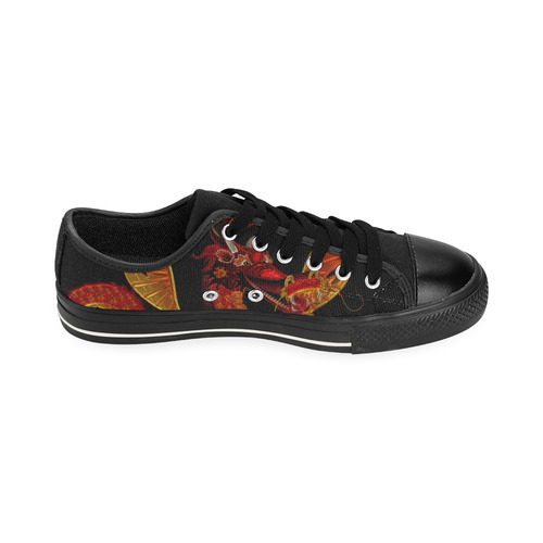 Awesome Metallic Gleaming Dragon Low Top Canvas Shoes for Kid (Model 018)