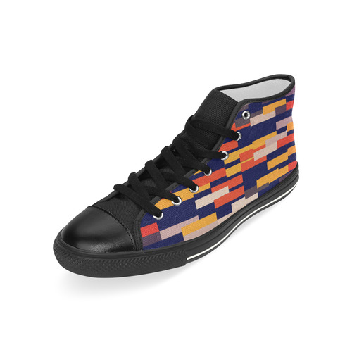 Rectangles in retro colors Men’s Classic High Top Canvas Shoes (Model 017)