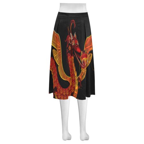 Awesome Metallic Gleaming Dragon Mnemosyne Women's Crepe Skirt (Model D16)