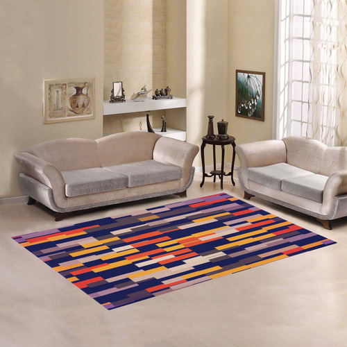 Rectangles in retro colors Area Rug7'x5'