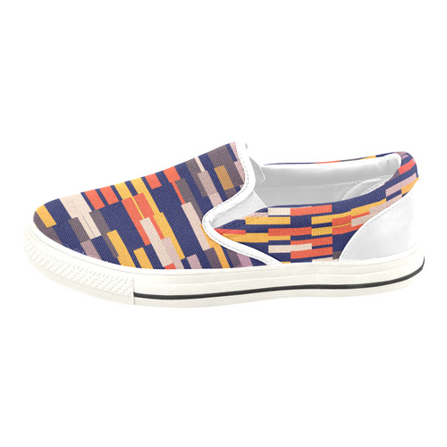 Rectangles in retro colors Slip-on Canvas Shoes for Kid (Model 019)