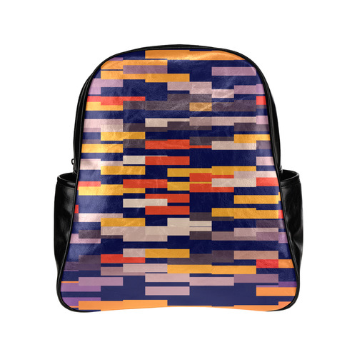 Rectangles in retro colors Multi-Pockets Backpack (Model 1636)