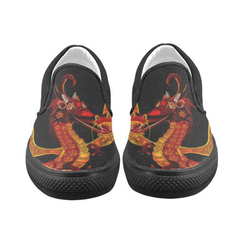 Awesome Metallic Gleaming Dragon Slip-on Canvas Shoes for Kid (Model 019)