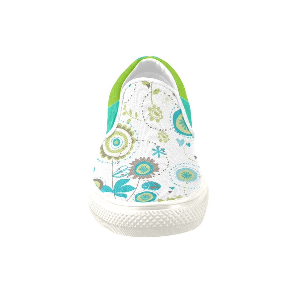 Floral_2-2 Women's Unusual Slip-on Canvas Shoes (Model 019)