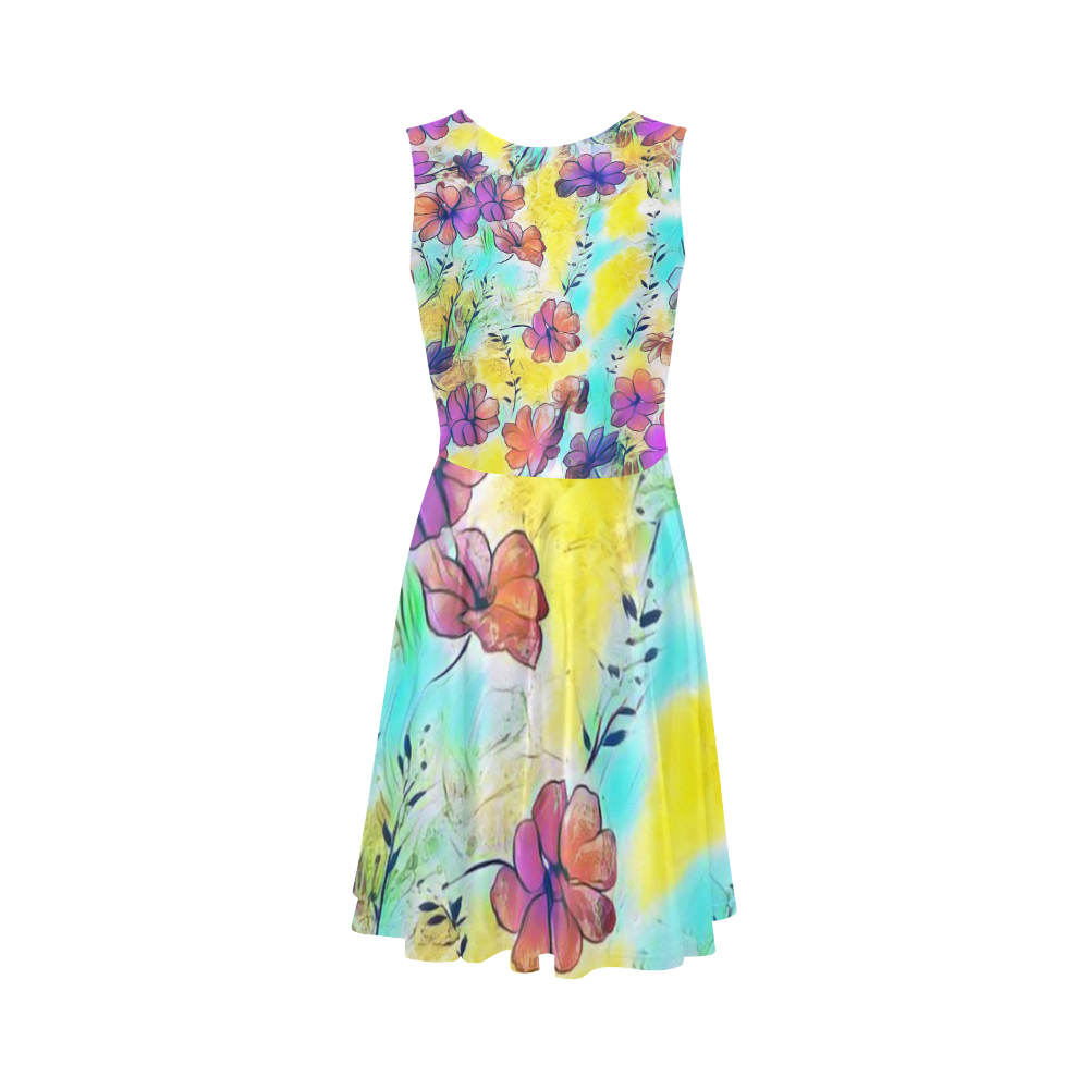Floral Dreams 12 by JamColors Sleeveless Ice Skater Dress (D19)