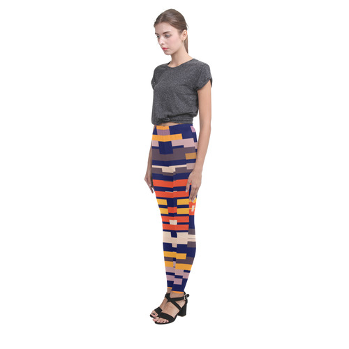 Rectangles in retro colors Cassandra Women's Leggings (Model L01)