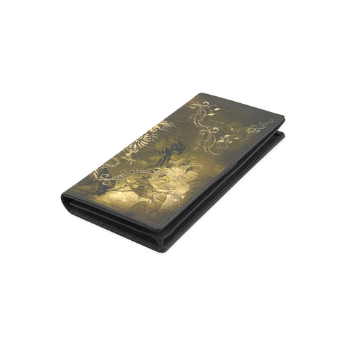 Wonderful chinese dragon in gold Women's Leather Wallet (Model 1611)