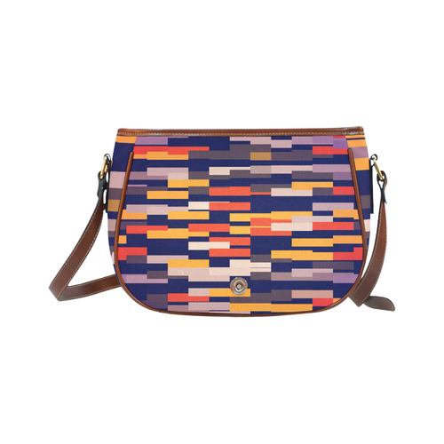 Rectangles in retro colors Saddle Bag/Large (Model 1649)
