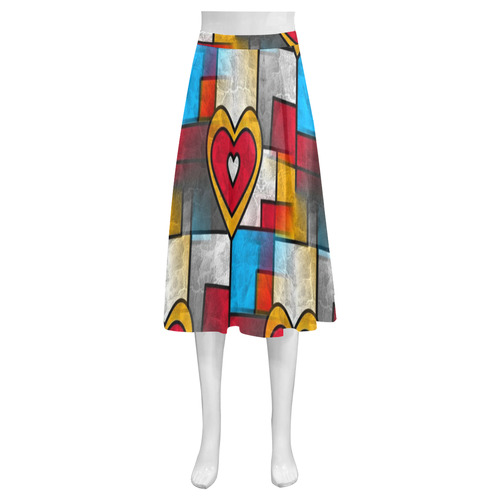 That is my heart by Popart Lover Mnemosyne Women's Crepe Skirt (Model D16)