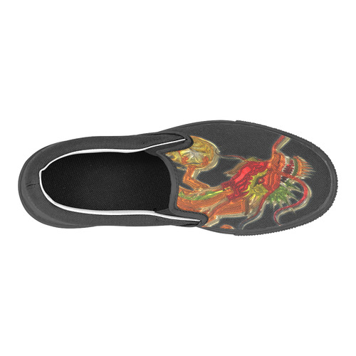 Fantastic Metallic Gleaming Dragon Slip-on Canvas Shoes for Kid (Model 019)