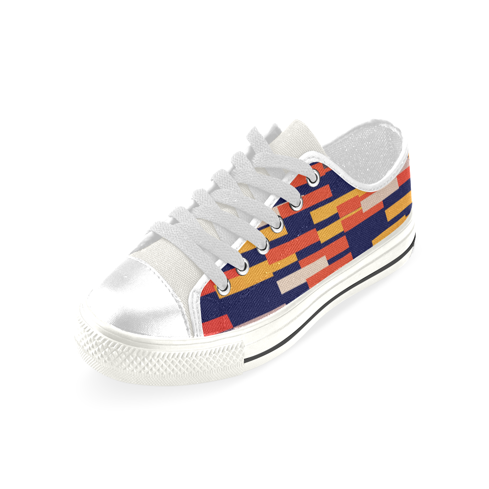 Rectangles in retro colors Low Top Canvas Shoes for Kid (Model 018)