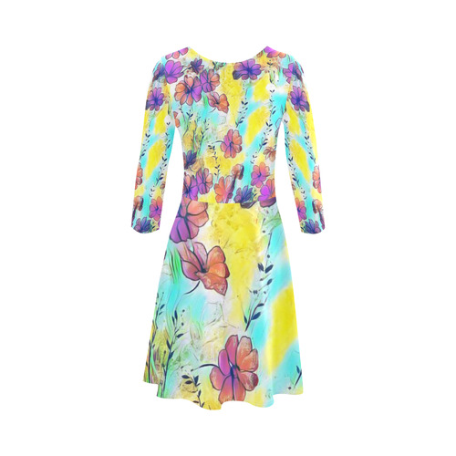 Floral Dreams 12 by JamColors 3/4 Sleeve Sundress (D23)