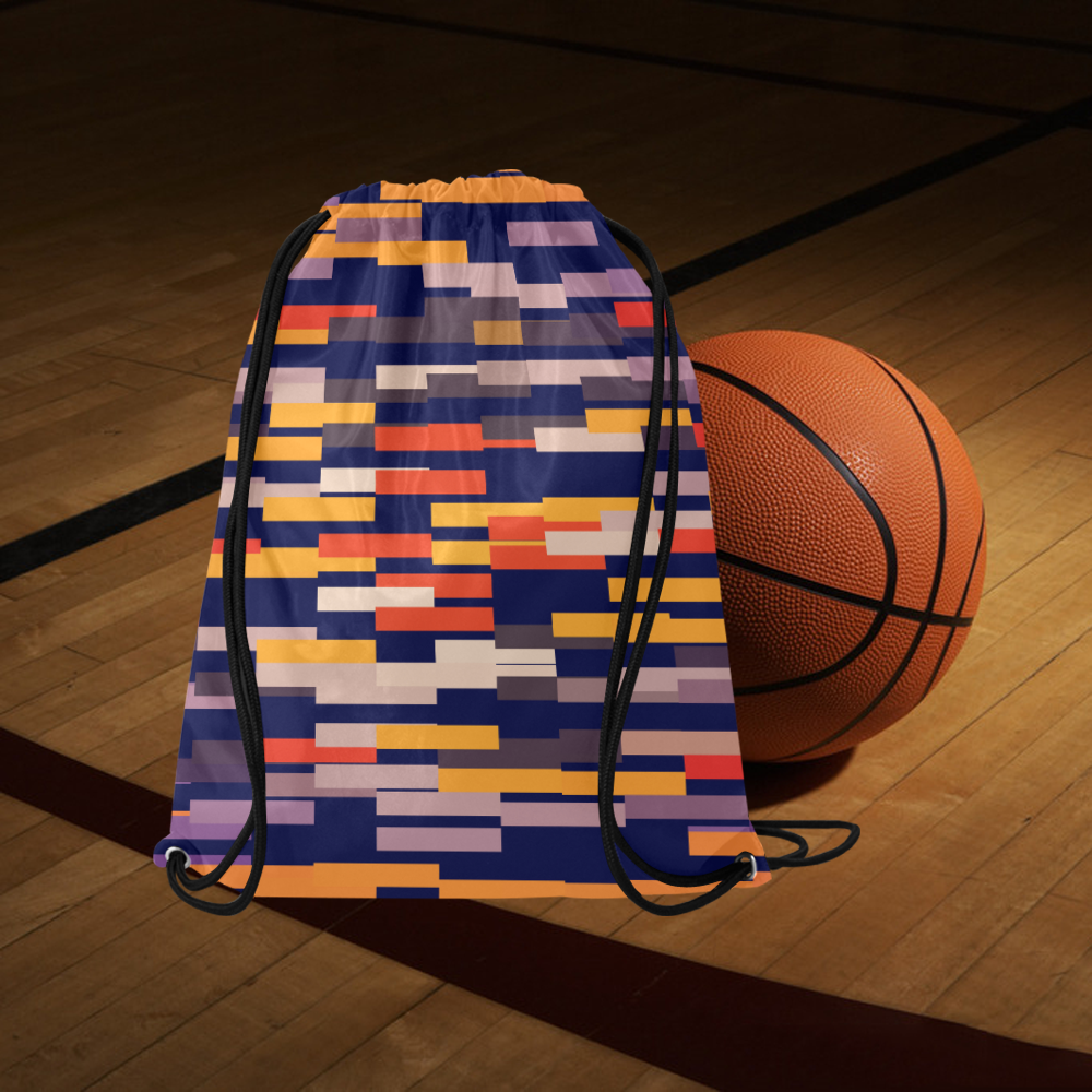 Rectangles in retro colors Large Drawstring Bag Model 1604 (Twin Sides)  16.5"(W) * 19.3"(H)