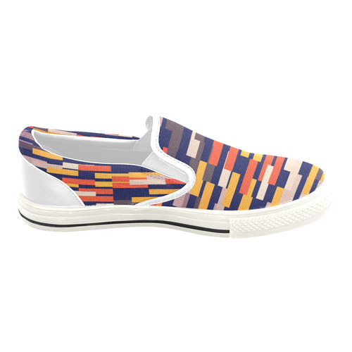 Rectangles in retro colors Slip-on Canvas Shoes for Kid (Model 019)