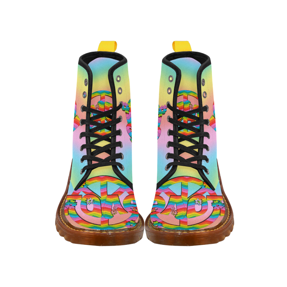 Colorful Love and Peace Background Martin Boots For Women Model 1203H